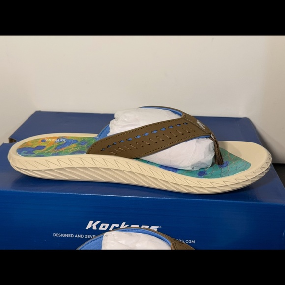 Korkers Fish Flip Dorado Sandals Flip Flops Blue/Green/Yellow Mens 12 main image 14